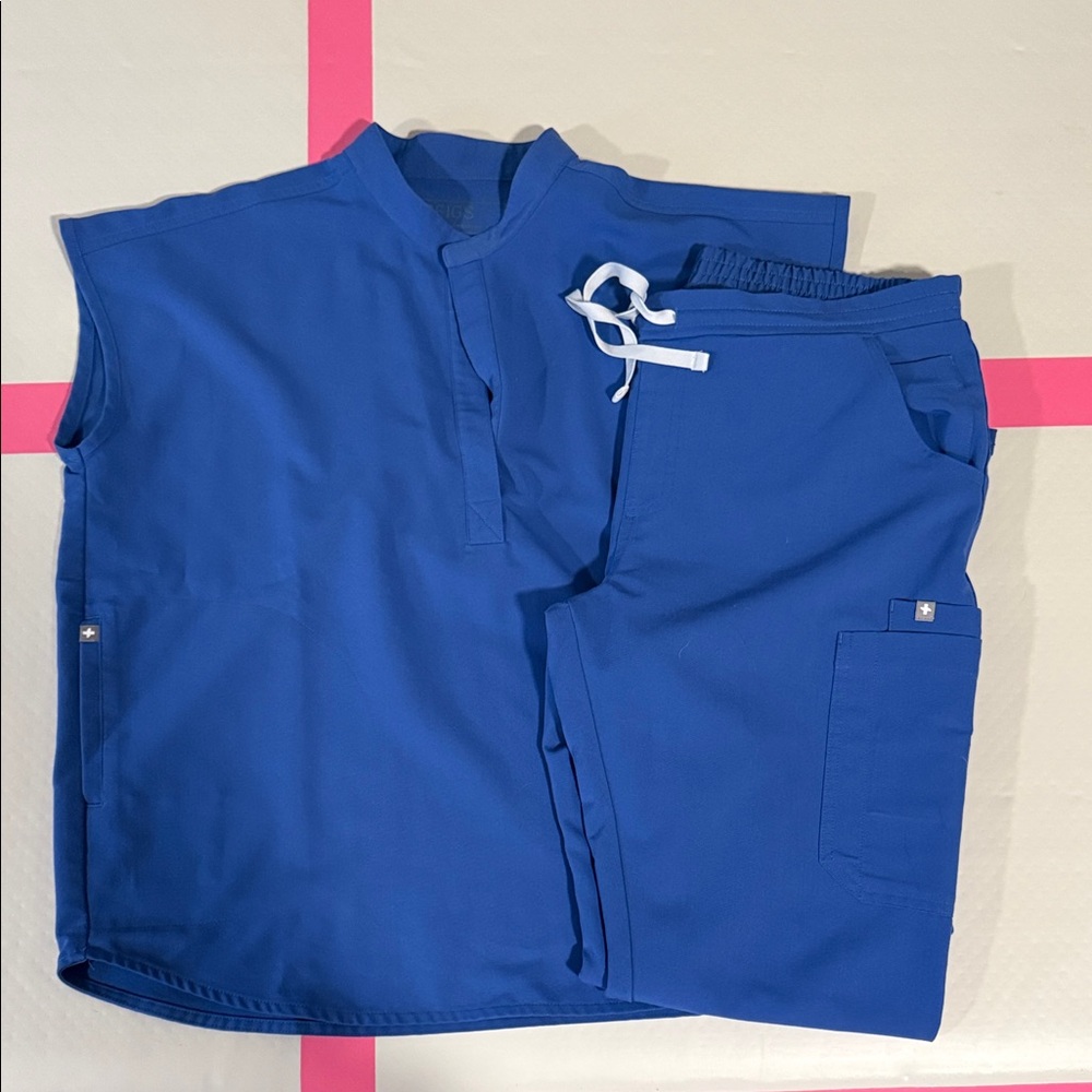 Figs denimn blue scrub set